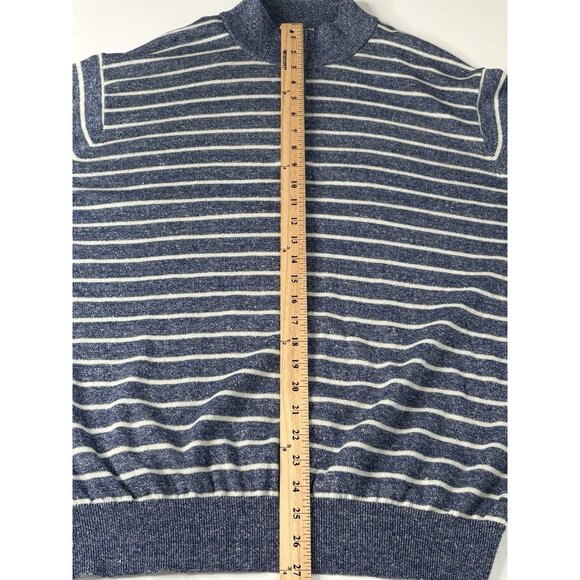 Peter Millar Wells ¼ Zip Merino Wool Linen Pullover Men’s XL Navy White Stripe - Picture 11 of 15